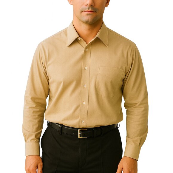 Joseph & Feiss Men’s 17.5 Light Tan Non-Iron 100% Cotton Shirt - Picture 5 of 5